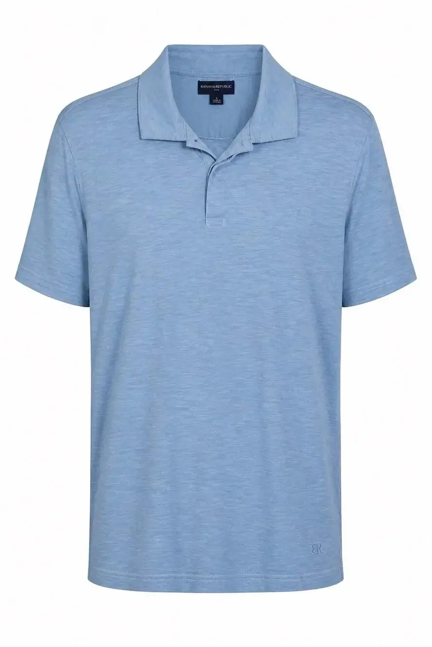 Banana Republic Men's Short Sleeve 100% Cotton Polo Shirt in Blue #1498